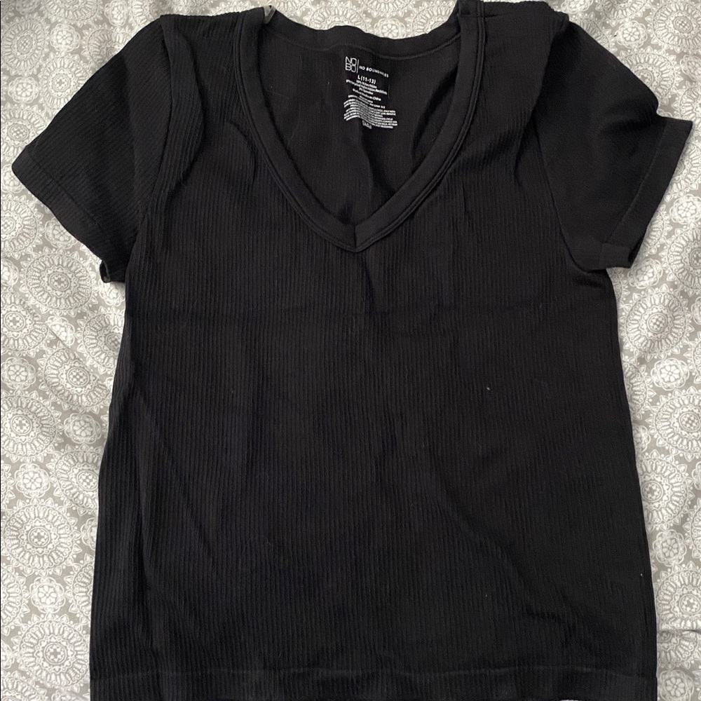 No Boundaries Black V-Neck Blouse